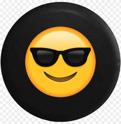 text emoji smiling face sunglasses cool summer - camiseta emoji Transparent Background PNG Isolated Illustration
