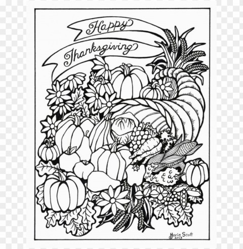 thanksgiving coloring pages color PNG images without BG