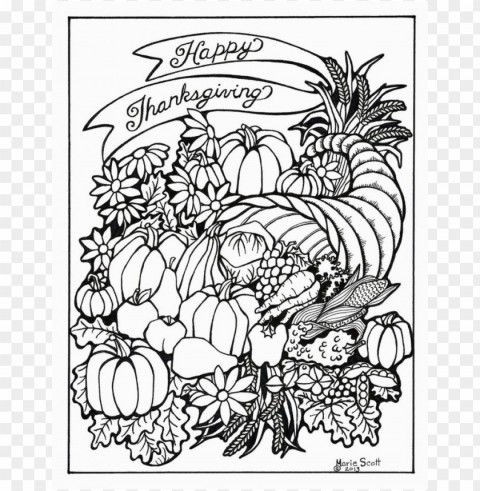 Thanksgiving Coloring Pages Color PNG Images Without BG