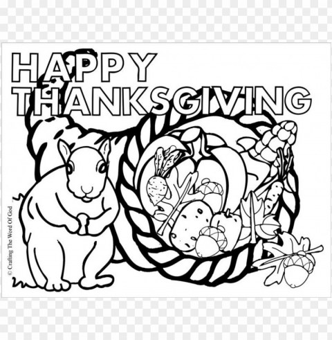 Thanksgiving Coloring Pages Color PNG With Transparent Overlay