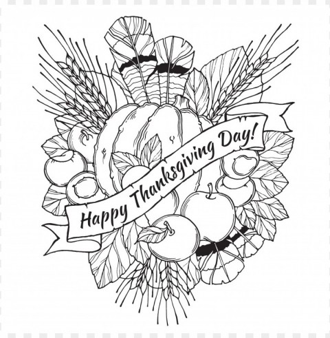 Thanksgiving Coloring Pages Color Transparent Background Isolated PNG Design