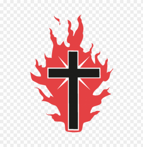 the cross on fire for god vector logo PNG images with no background free download