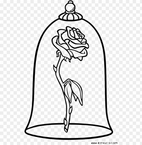 the gallery for disney beauty and the beast silhouette - beauty and the beast rose coloring page PNG with Isolated Transparency