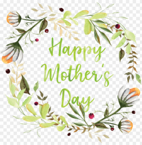 the green wreath happy mother's day happy mother& - mother's day Isolated Artwork in Transparent PNG Format