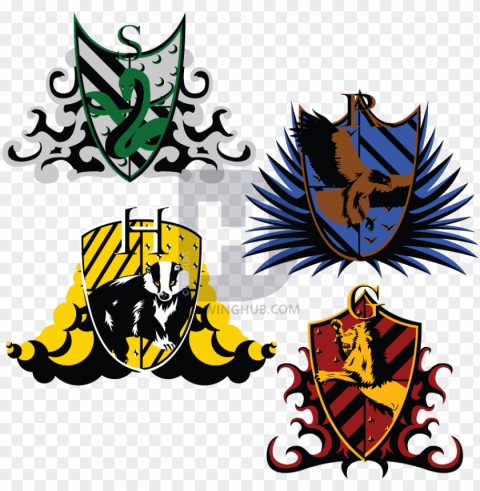the hogwarts crests - harry potter house logo PNG no background free