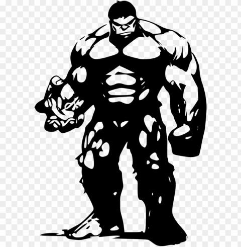 the hulk - black and white marvel Transparent PNG Isolated Element with Clarity