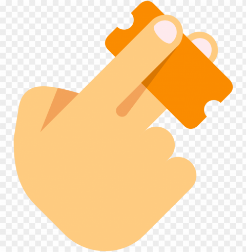 the icon is a hand with its index finger and middle - hand with tickets ico Alpha channel transparent PNG