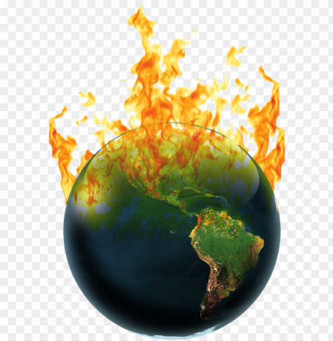 the internet is out of room doom is upon us - earth on fire transparent PNG Graphic Isolated on Clear Background