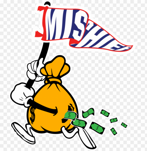 the money bag running with money flying out is suppose - tiny 2uce PNG Image Isolated with High Clarity