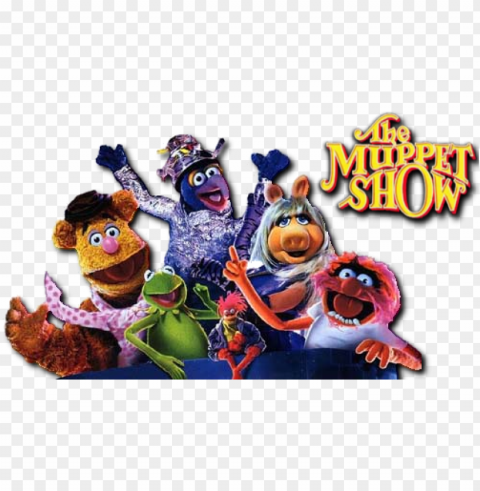 the muppet show tv show with logo and character - kermit the frog fozzie bear miss piggy gonzo rizzo PNG Image Isolated with High Clarity