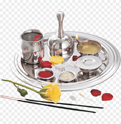 the prayer shri ashta lakshmi stotram lists all of - pooja plate Isolated Design in Transparent Background PNG