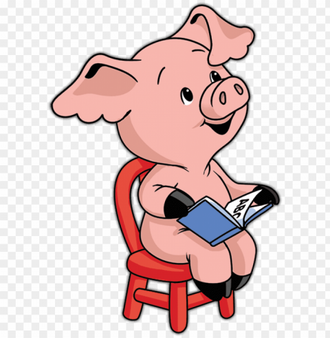 the reading pig goes to the library - pig reading cartoo Transparent PNG pictures archive