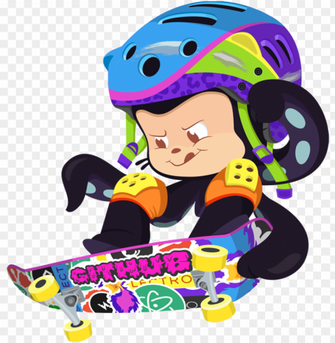 the skatetocat - cartoo Isolated Icon in Transparent PNG Format