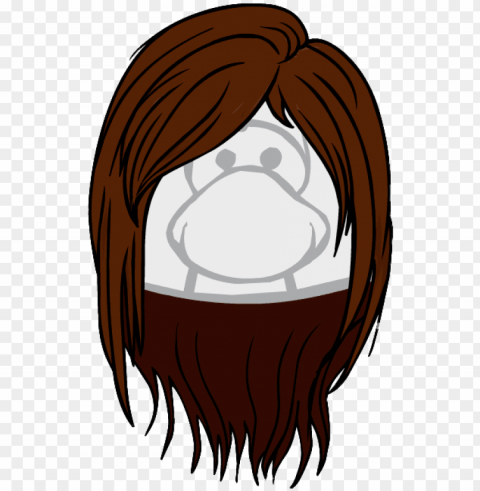 the sleek chic clothing icon id 1596 - club penguin long brown hair Isolated Item with HighResolution Transparent PNG
