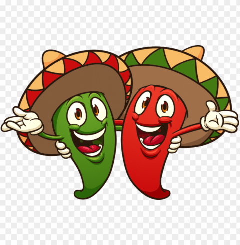the taste of mexico - cartoon chili peppers PNG transparent elements complete package