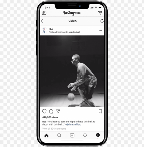 the video was shared across damian's and the nba's - instagram on iphone x PNG images free download transparent background