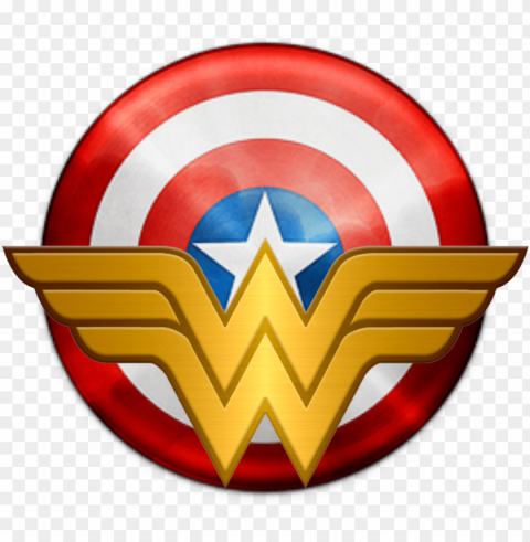 the wonder cap project logo - wonder woman and captain america symbol PNG images for editing