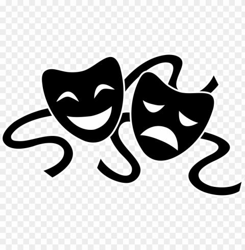 theater masks silhouette - theatre clipart black and white PNG images with alpha background