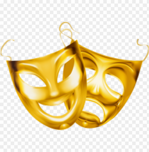 theatre clipart tech theatre - drama masks gold Transparent Background Isolation in HighQuality PNG