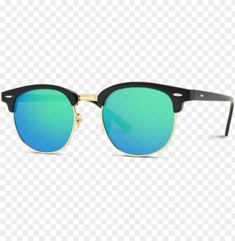 theo half frame polarized lens horn rimmed sunglasses - ray ban clubmaster Clear Background Isolation in PNG Format