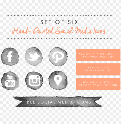 these social media icons - social media icon vector watercolor PNG graphics with alpha transparency broad collection