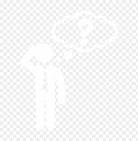 thinking person white silhouette icon Isolated Graphic Element in HighResolution PNG