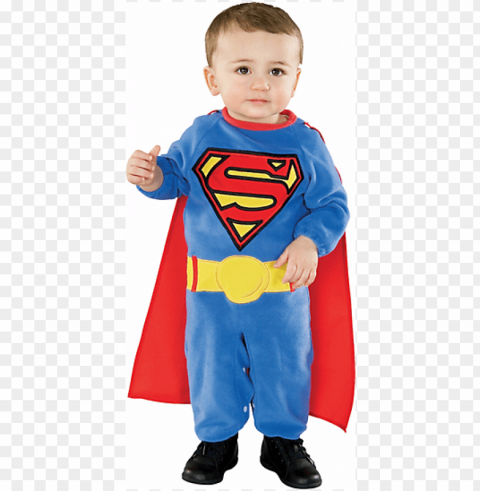 this baby superman costume is as iconic as it is cute - superman kids costume PNG with clear transparency