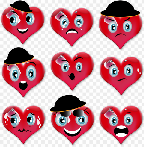 this free icons design of love smileys set Transparent Background PNG Object Isolation