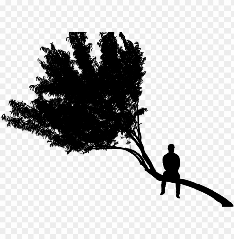 this free icons design of man sitting on tree silhouette Isolated Graphic with Transparent Background PNG