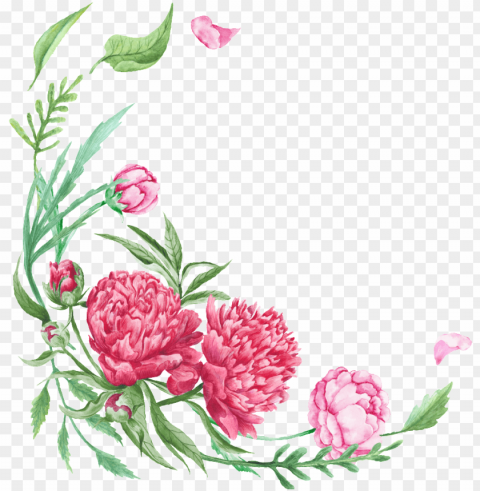 this graphics is curved floral border transparent decorative - watercolor flowers corner Clear PNG file