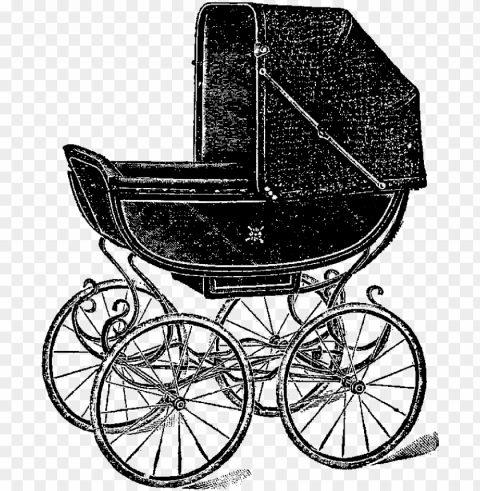 this is a very charming baby carriage digital stamp - vintage baby carriage PNG images with alpha transparency layer