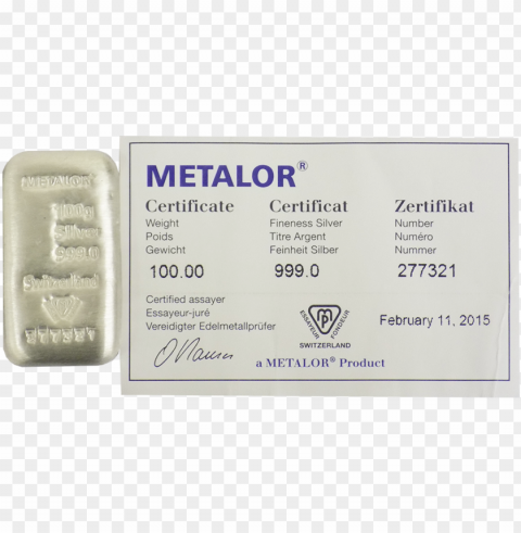 this metalor 100g silver cast bar depicts the weight - metalor Isolated Graphic on HighQuality PNG