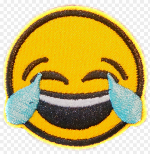 this package consists of 8 embroidered patches with - laughing emoji PNG images with transparent canvas