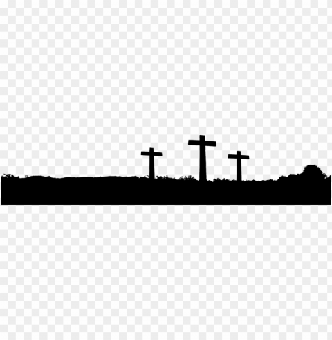three crosses hill black silhouette calvary cross Isolated Graphic on Transparent PNG