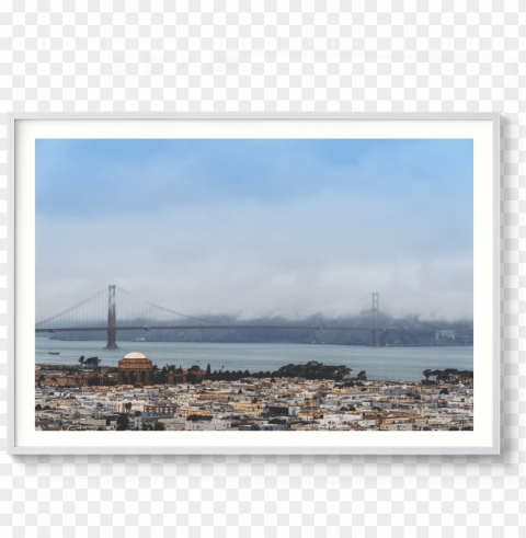 through the fog golden gate bridge san fransisco - picture frame Isolated Subject with Clear PNG Background