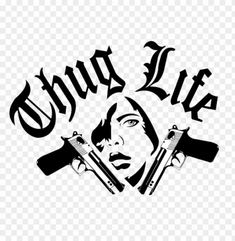thug life graffiti logo two gun Isolated Icon in Transparent PNG Format