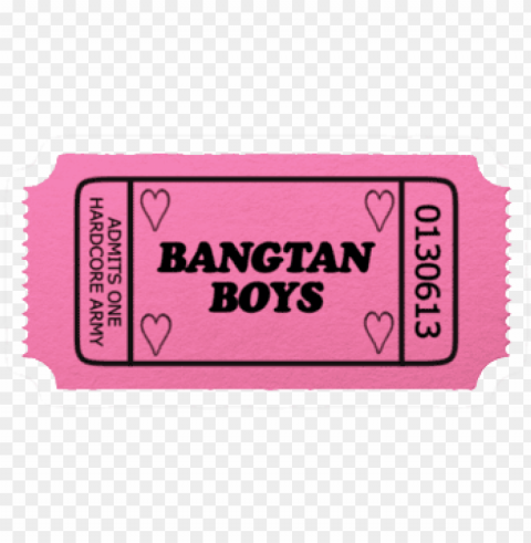 ticket bts kpop bangtan bangtanboys cute pink - stickers tumblr bts PNG Image Isolated on Clear Backdrop