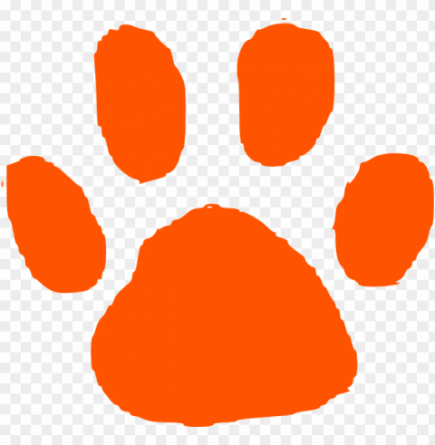 tiger paw print - paw print orange art Isolated Item with Clear Background PNG