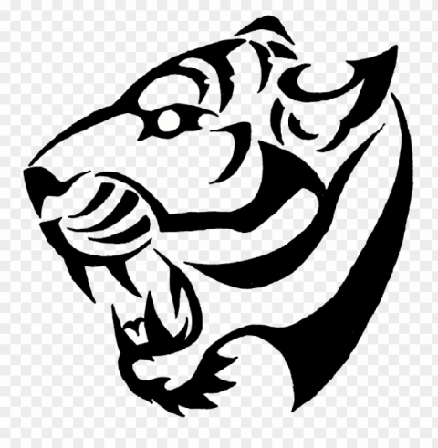 Tiger Tattoo Bw PNG Transparent Vectors