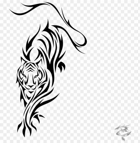 tiger tattoos clipart - tiger tribal tattoo PNG Isolated Subject on Transparent Background