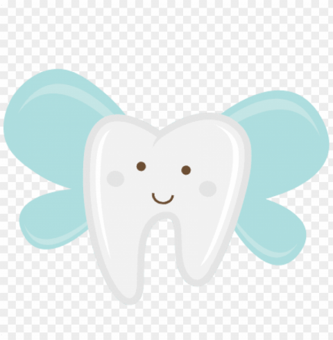 tooth with wings svg scrapbook cut file tooth fairy - cute teeth cartoon PNG Isolated Illustration with Clear Background