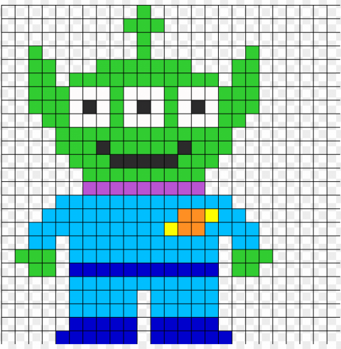 toy story alien perler bead pattern bead sprite - minecraft alien pixel art PNG Image Isolated on Clear Backdrop