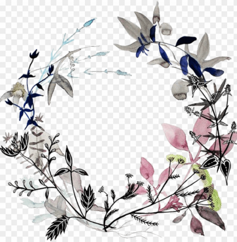 transparan fotoshop pinterest watercolor tattoo - wild floral wreath illustrations Clean Background Isolated PNG Art