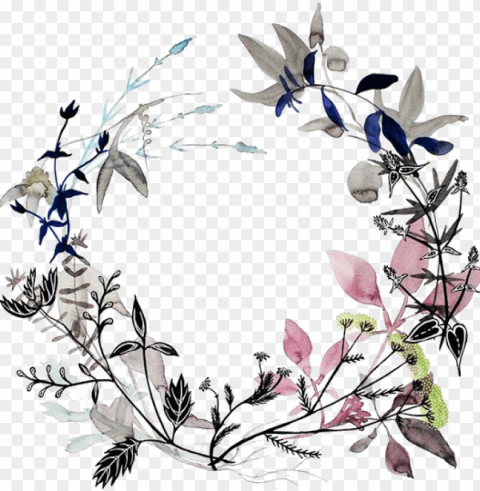 Transparan Fotoshop Pinterest Watercolor Tattoo - Wild Floral Wreath Illustrations Clean Background Isolated PNG Art