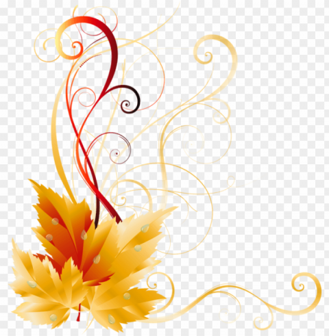 transparent fall leaves decor picture backgrounds - side border design Isolated Object on Clear Background PNG