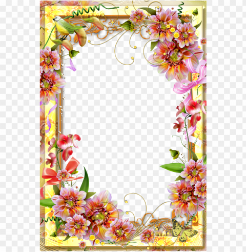 transparent flowers border Clean Background Isolated PNG Graphic
