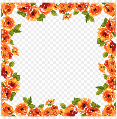 Transparent Flowers Border Clear Background Isolated PNG Graphic