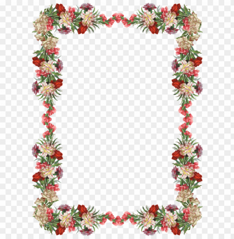 Transparent Flowers Border Clear Background Isolated PNG Object