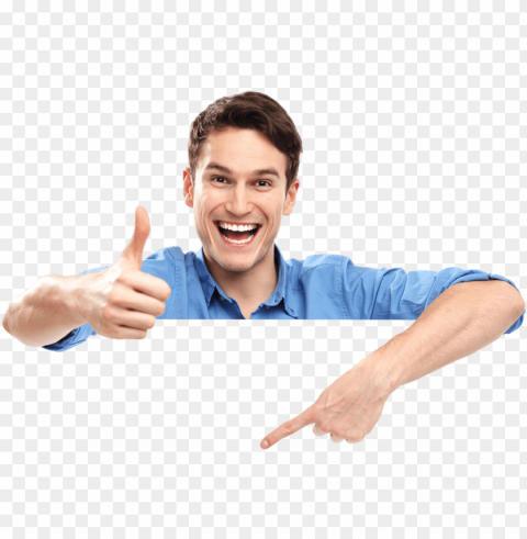 transparent person stock photo - person with thumbs up Clean Background Isolated PNG Character