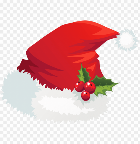 transparent santa hat with mistletoe picture - santa hat clipart transparent background Isolated Graphic Element in HighResolution PNG